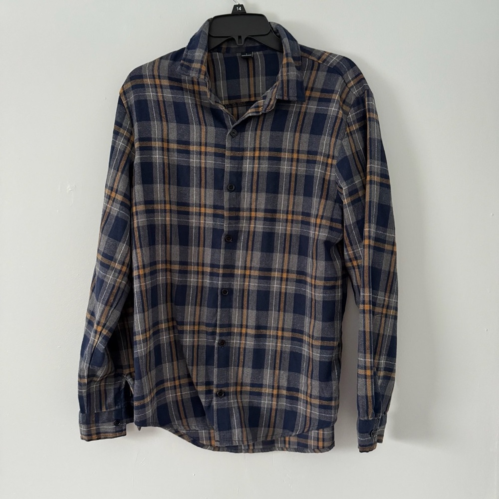 Manfinity Men’s Flannel Blue Grey Yellow Size: L